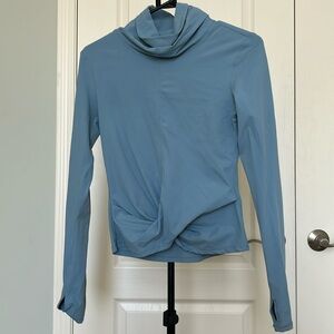 Sky blue long sleeve running shirt with high neck